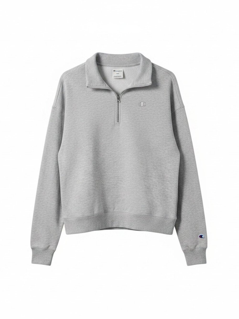 Champion Grey Quarter-Zip Pullover Sweatshirt | Women's Size Medium (M/M)
